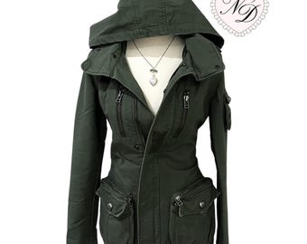 SLY Olive Military Hooded Jacket