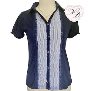 Axes Femme Navy Striped Blouse Top
