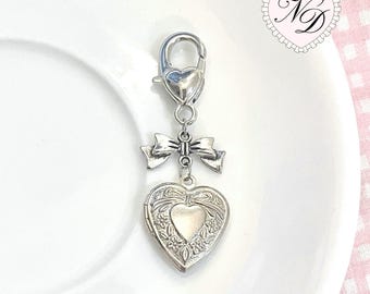 Bow & Heart Locket Keychain