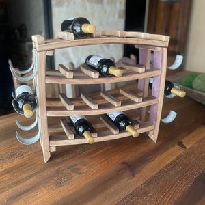 Wine Rack-26 Bottle-Barrel Stave and Barrel Ring Metal image 1