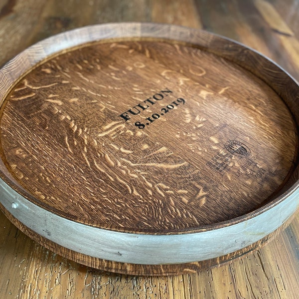 Wine Barrel Lazy Susan with Ring-Personalized