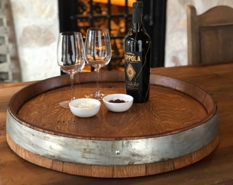 Wine Barrel Lazy Susan with Ring