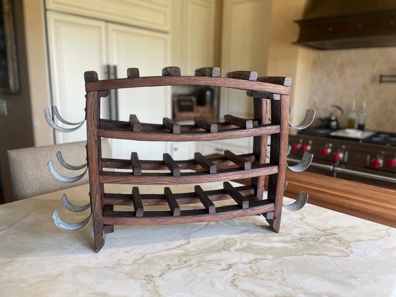 Wine Rack-26 Bottle-Barrel Stave and Barrel Ring Metal image 5