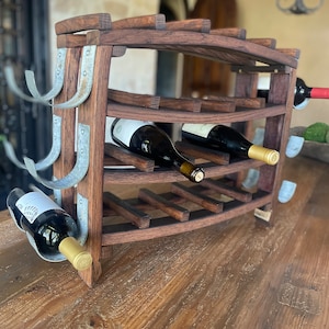 Wine Rack-26 Bottle-Barrel Stave and Barrel Ring Metal Stained