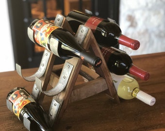 Wine Rack- 6 Bottle-Barrel Stave and Metal Bands