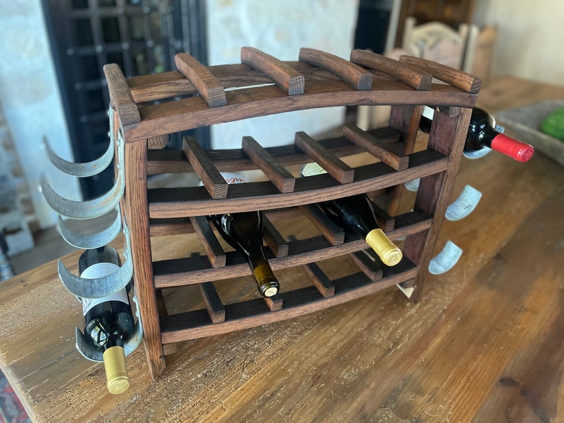 Wine Rack-26 Bottle-Barrel Stave and Barrel Ring Metal image 6