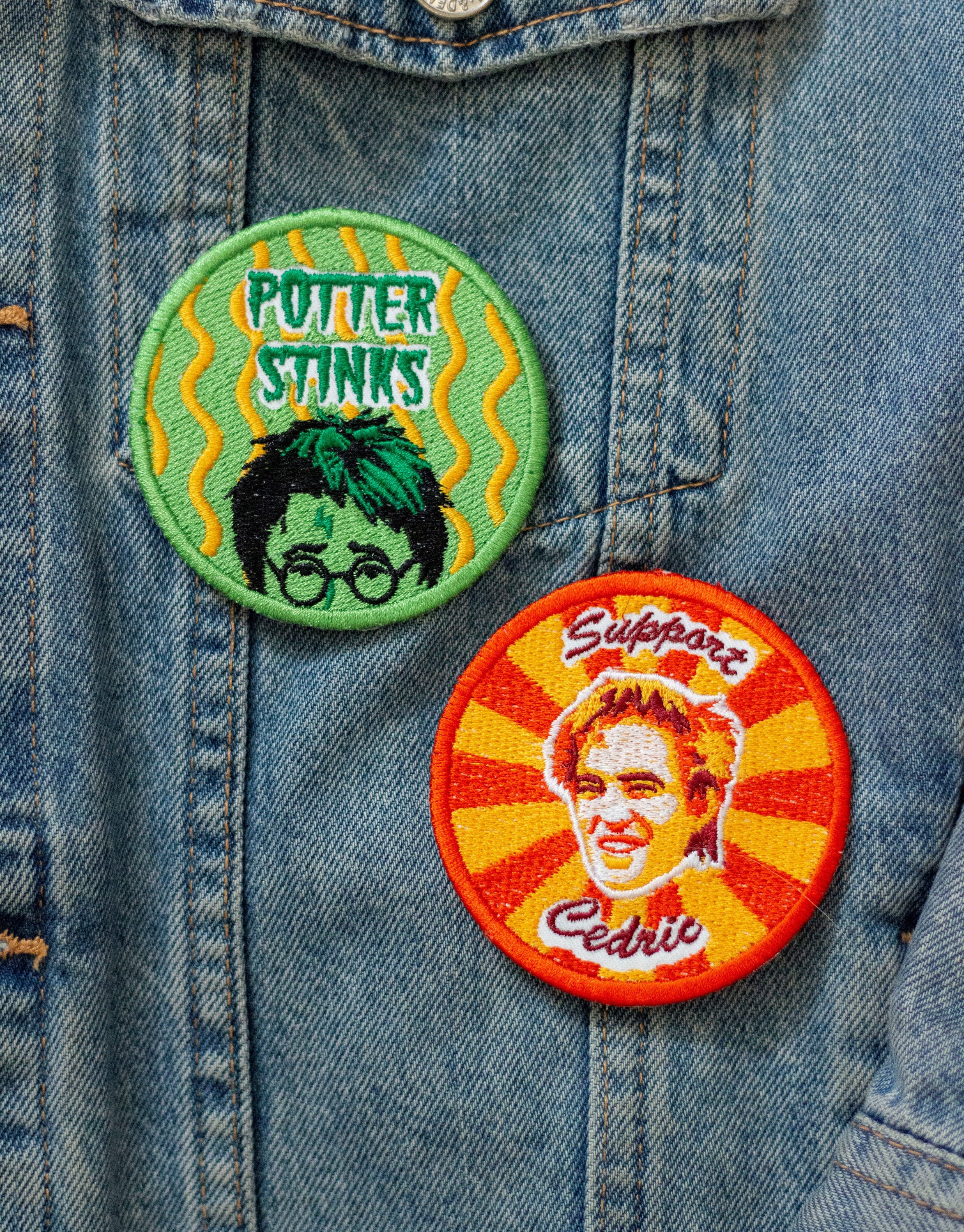 Potter Stinks / Support Cedric Embroidered Patch, Iron on / Sew on appliqué badge, Embroidery, movie fandom replica, Wizard Magic