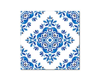 Portuguese Style Printed Ceramic Tile – Kitchen Backsplash or Wall Accent – Choose Size & Design – Mediterranean Decor