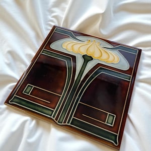 Art Nouveau No. 28 Reproduction Ceramic Printed Tile Design - Set of 2