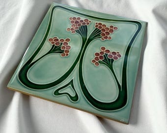 Art Nouveau - Art Deco No.10 Reproduction Printed Ceramic Tile Design - Set of 2