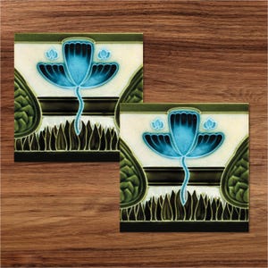 Reproduction Art nouveau n° 47 de carreaux en céramique imprimés - Lot de 2
