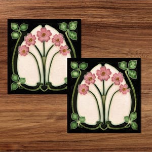 Art Nouveau No. 44 Reproduction Ceramic Printed Tile Design - Set of 2
