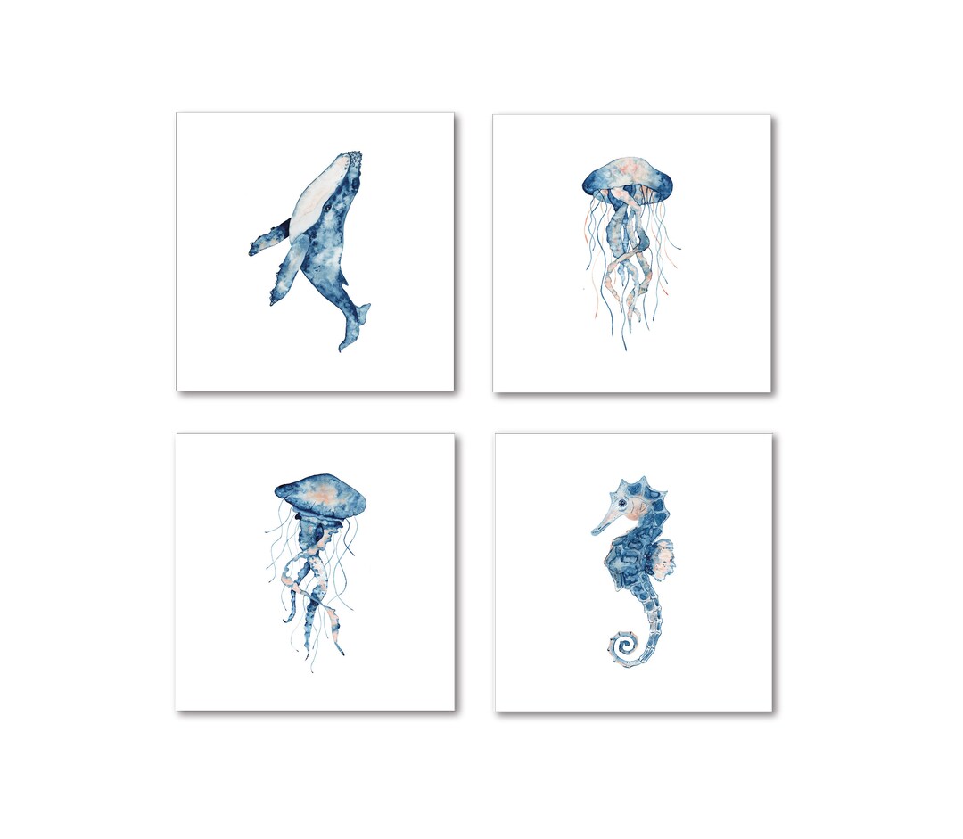 Sea Creatures Heat Set Ceramic Wall Tile X 1 choose a Size Etsy