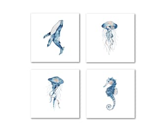 Sea Creatures Heat Set Ceramic Wall Tile x 1 (choose a size and design)