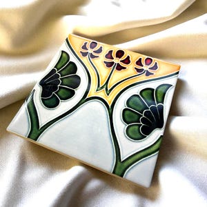 Art Nouveau - Art Deco No.54 Reproduction Printed Ceramic Border Tile Design - Set of 2 (choose a size)