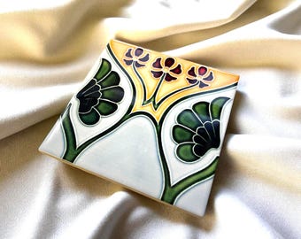 Art Nouveau - Art Deco No.54 Reproduction Printed Ceramic Border Tile Design - Set of 2 (choose a size)