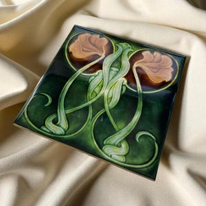 Art Nouveau - Art Deco No. 41 Reproduction Printed Ceramic Tile Design - Set of 2