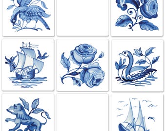 Delft Style Ceramic Kitchen Tile – Pick Size & Design – Made to Order