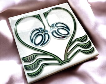 Art Nouveau / Art Deco Ceramic Tile Set – Snowdrops No.81 Reproduction Print – Choose Size (Set of 2)