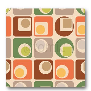 Atomic Era Retro Wall Tiles – 70s Geometric Ceramic Tile Art – Mid-Century Modern Decor – Vintage Style Accent Tiles for Kitchen or Bathroom