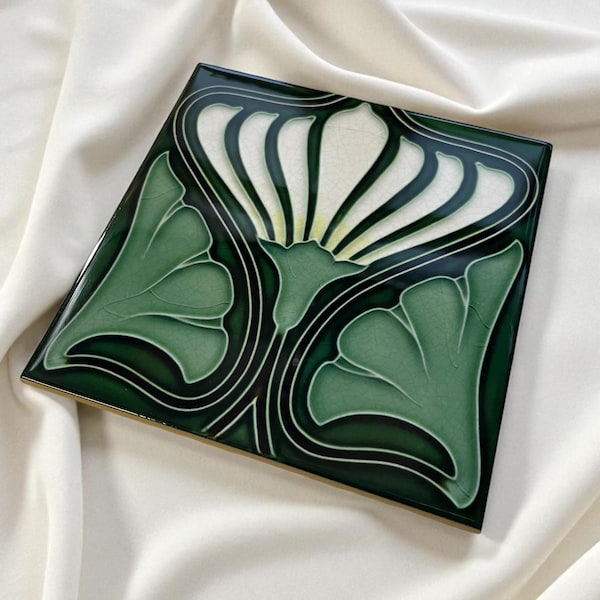 Art Nouveau - Art Deco Printed Reproduction Ceramic Tiles Renovation DIY Kitchen Hall Bathroom Splashback Wall Tile Design No.70 - set of 2