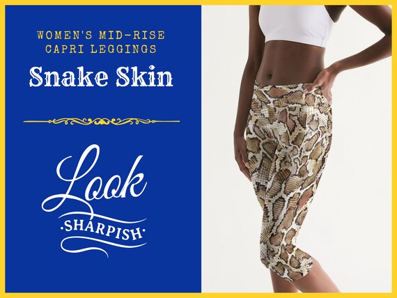 Lush Snake Skin Women's Mid-rise Capri Leggings 