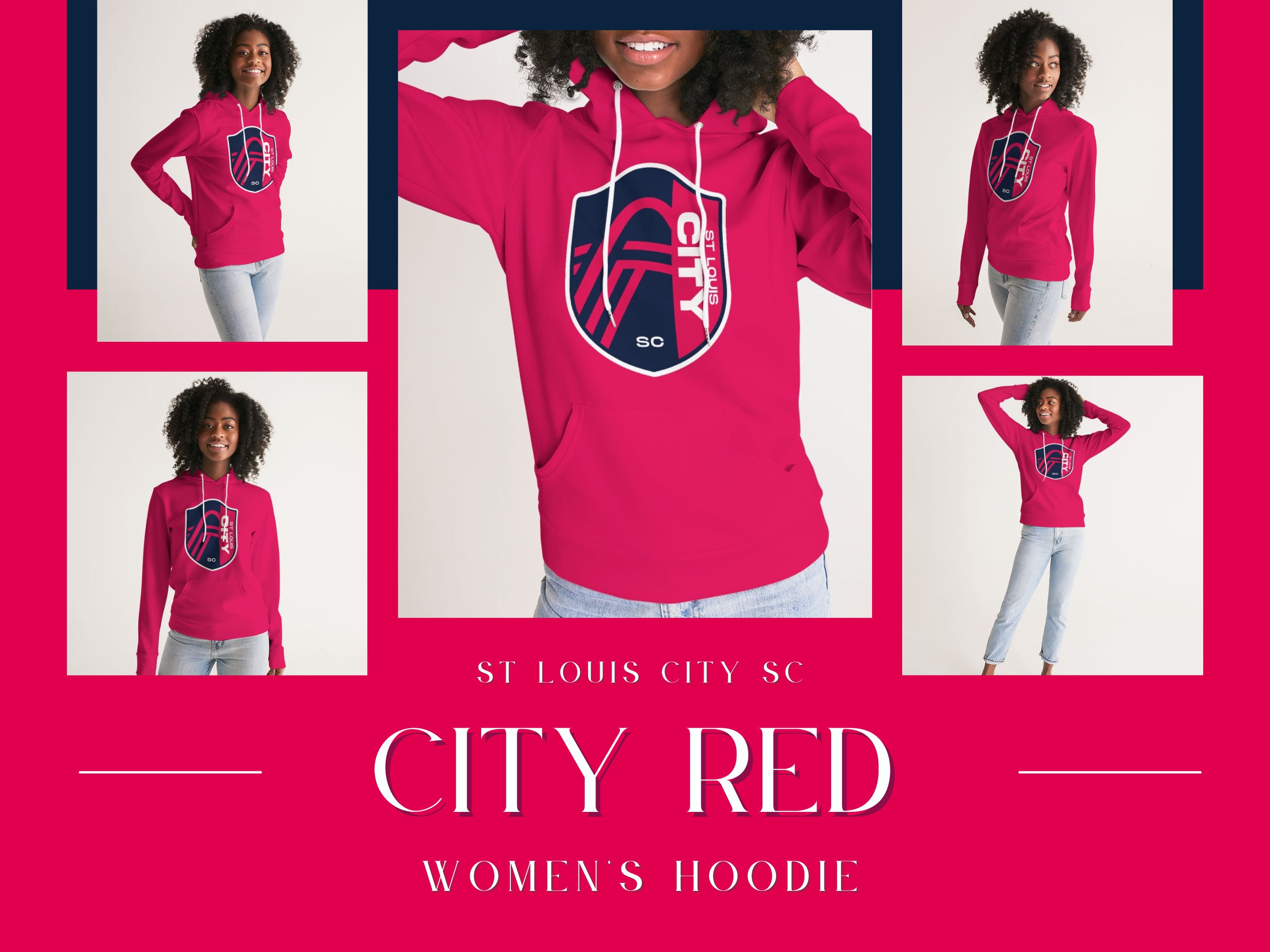 St. Louis City SC Red Women's Hoodie FREE SHIPPING 