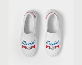 Baseball Mom | Women's Slip-On Canvas Shoe| FREE SHIPPING