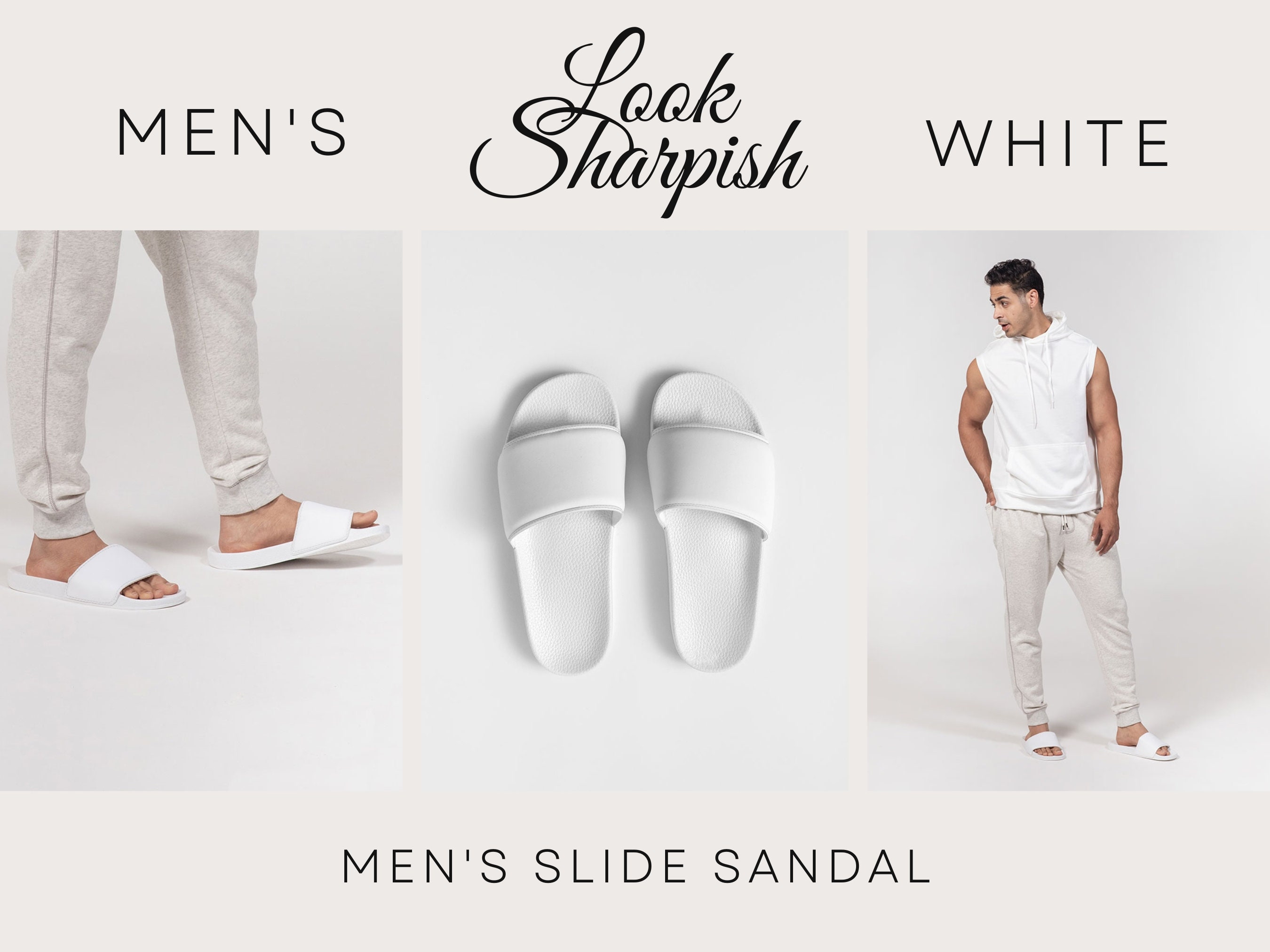 Mens white slide sandals sale