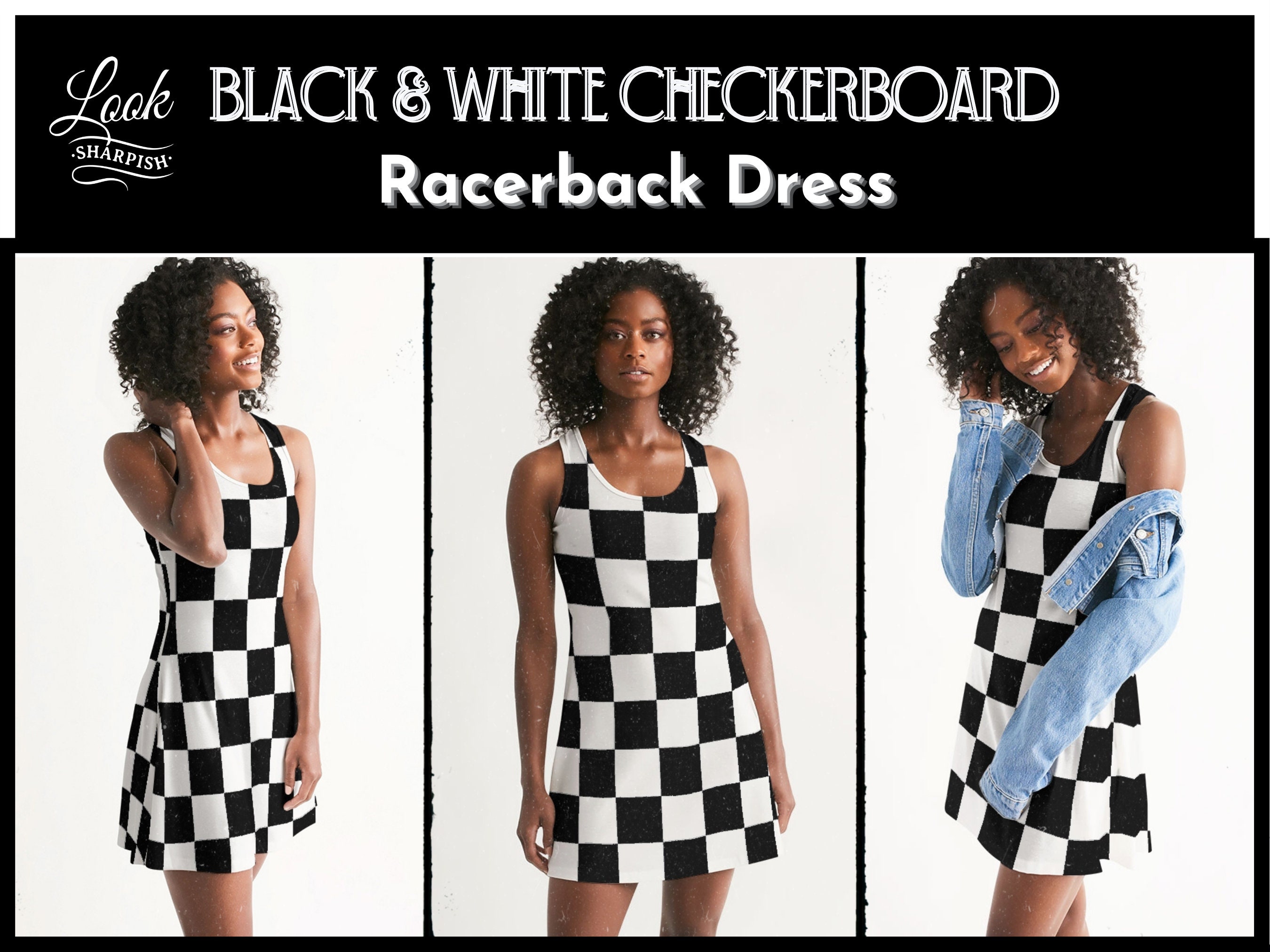 Louis Vuitton vintage short dress with black and white checkerboard pattern  - S - 2020s secondhand Lysis