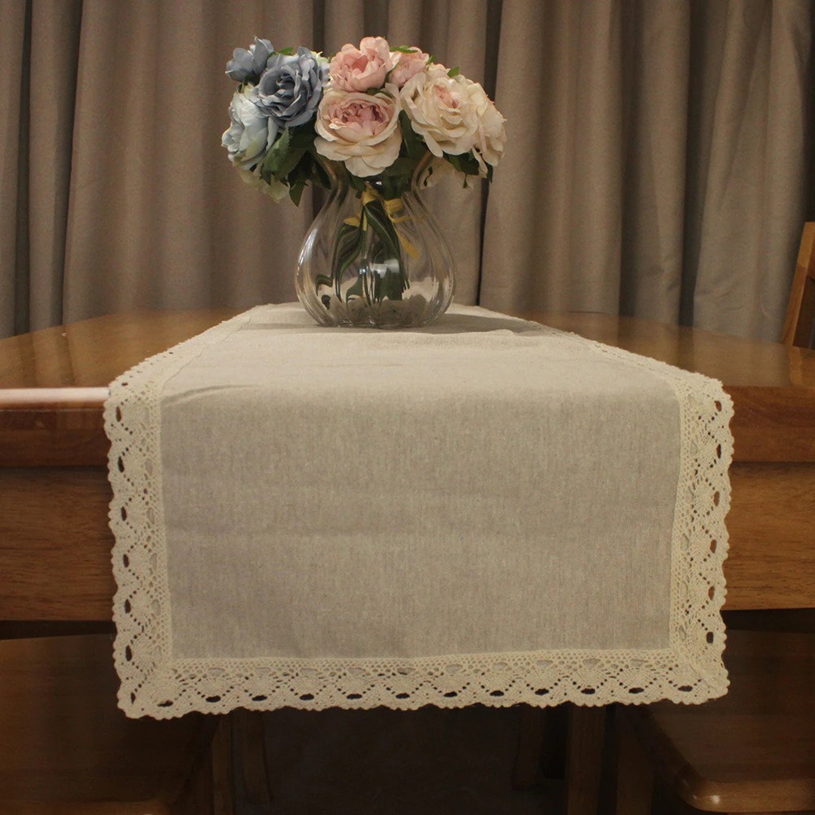 Vintage Original Color Beige Cotton Linen Table Runners for Etsy