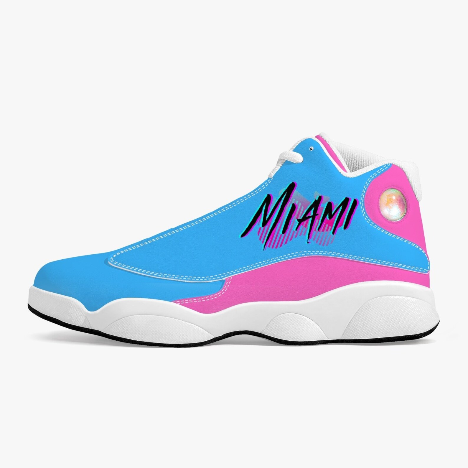 243. 1Tweezy Miami Pink/Blue HighTop Leather Basketball Etsy