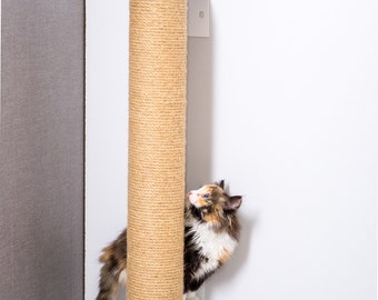 Jute cat scratcher with white mounts 15.7" (40cm), wall mounted, jute, sisal, black cotton, white cotton