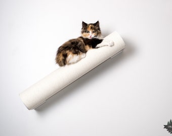 White cat scratcher 23.6" (60cm), wall mounted, white cotton, black cotton, jute, sisal