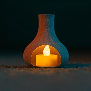 Brillito Mini Chimney - LED Tea Light Holder – Elegant Desk and Home Decor Candle Alternative - Terracotta Chimenea
