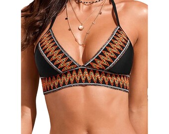 Verdusa - Haut de bikini push-up dos nu avec imprimé bohème et chevrons pour femmes