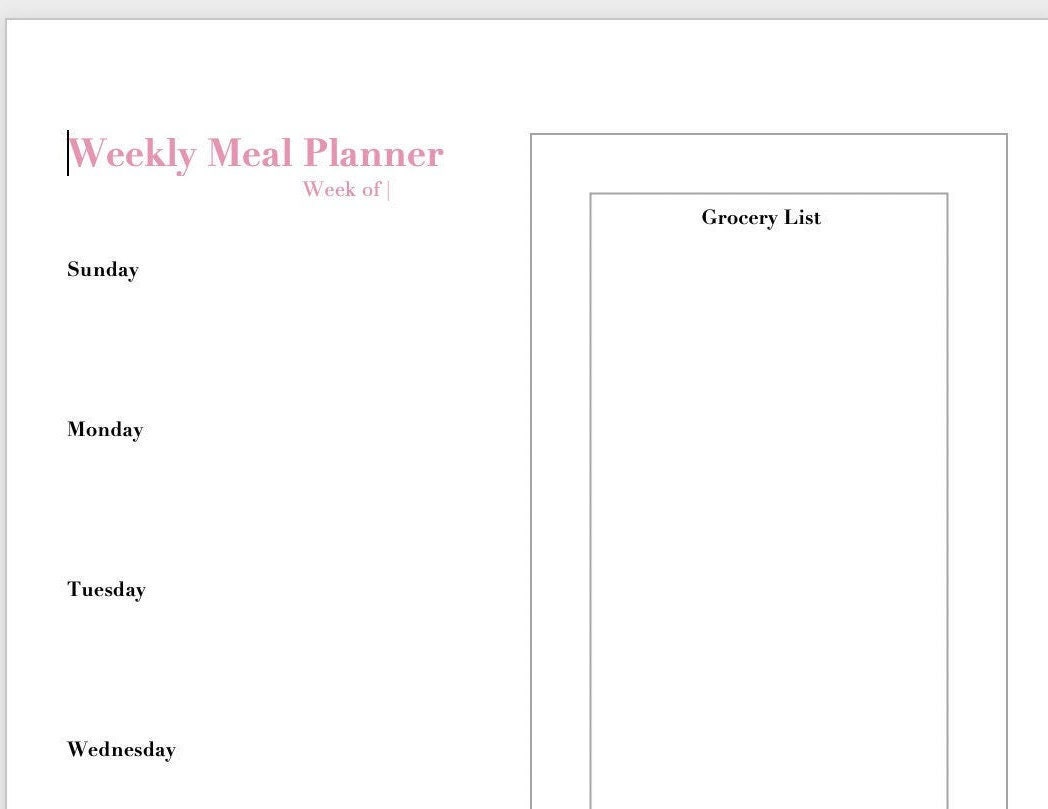 Printable Weekly Meal Planner - Etsy