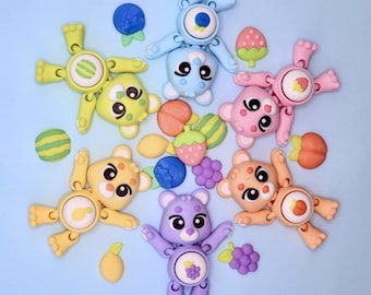 Regenboogbeer Clicker Fidget-sleutelhanger | Sensorisch speelgoed in cartoonstijl