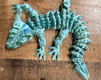 Gelede 3D-geprinte draak | Flexibel, verstelbaar bureauspeelgoed, fidgetfiguur
