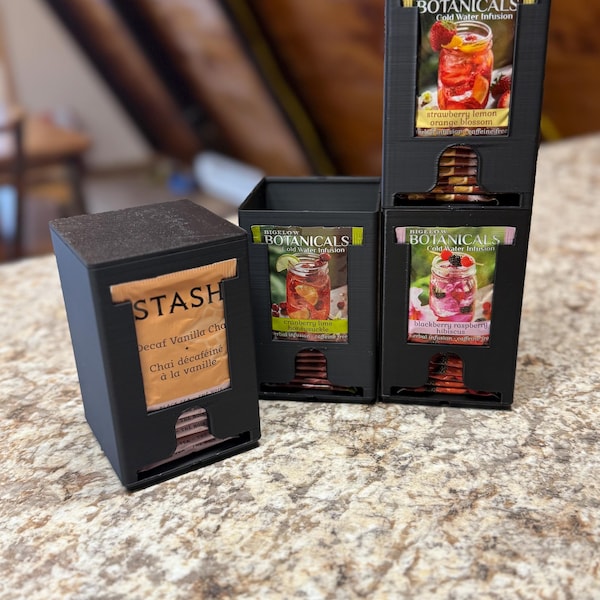 Stackable Tea Bag Dispenser | 3D Printed PLA Organizer for Kitchen Counter