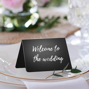 mini quadro, cartão preto Tented do lugar do giz | Etiquetas de preço, cartões de comida de buffet, crachás, placas reservadas, placas de mesa, etiquetas de giz