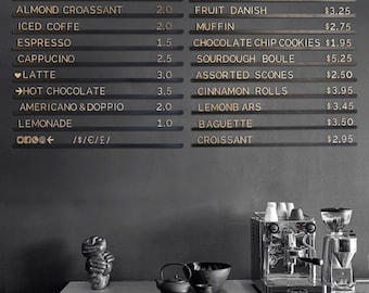 Wooden Letter Board: Light Letters & Black Rails | Versatile Letter Board for Cafes, Bakeries or Home Decor | Changeable Price List Display