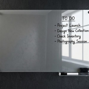 Frosted Glass Dry Erase Board, Sandblast Vision Board for Home Office, Matte Glass To Do List Board