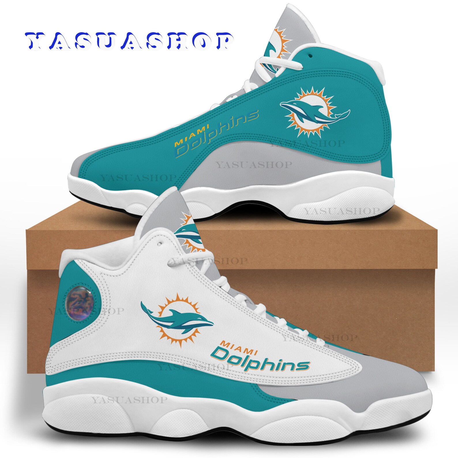 Miami Dolphins NFL Air JD13 Sneakers Shoes Dolphins Jordan | Etsy