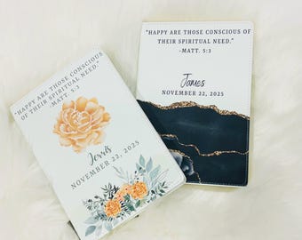 JW Baptism Notebooks with 2026 Yeartext | JW Gifts | Faux Leather Journal with Bookmark Ribbon | Personalized | Baptism Gifts