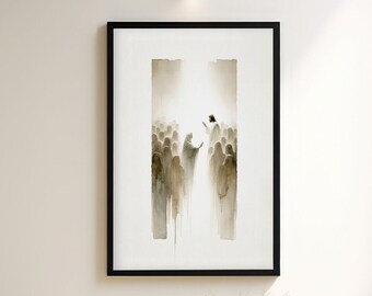 Woman Touches Jesus Wall Art, Christian Wall Art, Spiritual Wall Art, Watercolor Scripture Art, Modern Biblical Wall Art, Jesus Healing Art