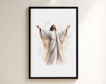 Jesus Wall Art, Christian Wall Art, Spiritual Wall Art, Watercolor Scripture Art, Modern Biblical Wall Art, Jesus Healing Art