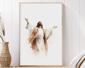 Jesus Wall Art, Christian Wall Art, Spiritual Wall Art, Watercolor Scripture Art, Modern Biblical Wall Art, Jesus Healing Art