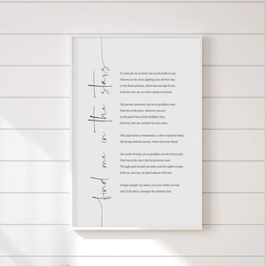 Find Me In The Stars Poem Wall Art, Sympathy Poem Gift, Funeral Poem, Memorial Poem, Bereavement Poem, Grief Poem, Sympathy Gift Loss