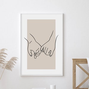 Couple Holding Hands Line Art Poster, Hands Line Art, Line Art Poster, Line Art Print, Black and White Print, Line Art Wall Art, Home Decor